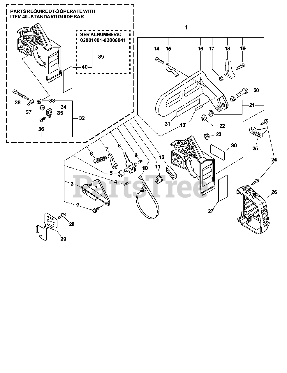 Echo CS346 Echo Chainsaw (SN 02001001 02999999) Chain Brake S/N