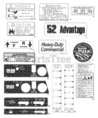 Scag SMT-52A - Scag Turf Tiger 52" Mower Deck (SN: 8560001 - 8569999) Replacement Decals and Information Plates (Part 1)