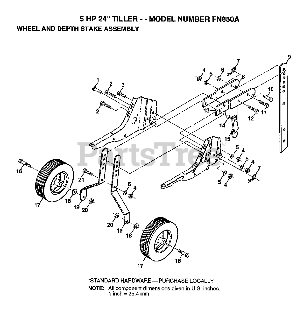 Roper FN 850 A Roper Rally Tiller WHEEL, DEPTH STAKE ASSY Parts