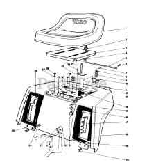 Toro 57420 (12-44) - Toro Lawn Tractor, 12hp (SN: 008000001 - 008999999) (1988) Rear Body  Seat Assembly