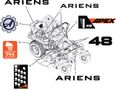 Ariens 991161 - Ariens Apex 48" Zero-Turn Mower, 23hp Kohler (SN: 095000 & Above)