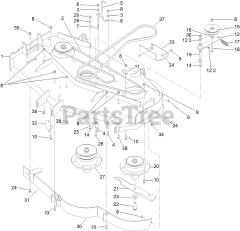 Toro 39078 - Toro 48" Walk-Behind Mower, Floating Deck, T-Bar, Gear Drive (SN: 314000001 - 314999999) (2014) DECK DRIVE AND BAFFLE ASSEMBLY