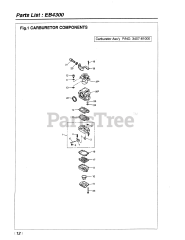 RedMax EB 4300 - RedMax Backpack Blower (1998-09) 012 - CARBURETOR COMPONENTS