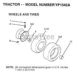 Electrolux/AYP YP 1542 A - Electrolux/AYP Lawn Tractor (1997) WHEELS AND TIRES