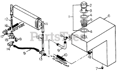 White Outdoor FR-2200 D (130-028-190) - White Outdoor Front-Mount Riding Mower (1990) Oil Cooler &amp; Reservoir Assembly