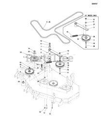 Ferris Comfort Control DD (5900553) - Ferris Comfort Control DD 52" Walk-Behind Mower, 21hp Kawasaki, Side-Discharge 52" &amp; 61" Mower Deck - Belts, Pulleys &amp; Idler Arm (S/N: 2015782584 &amp; Below)