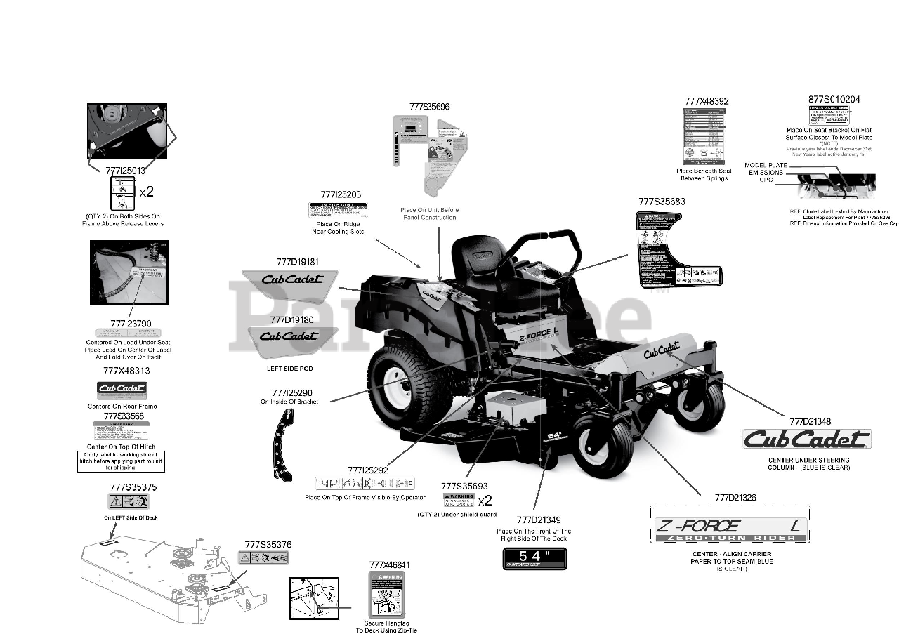 Cub Cadet ZForce L54 (17CSDALC010) Cub Cadet 54" ZForce ZeroTurn