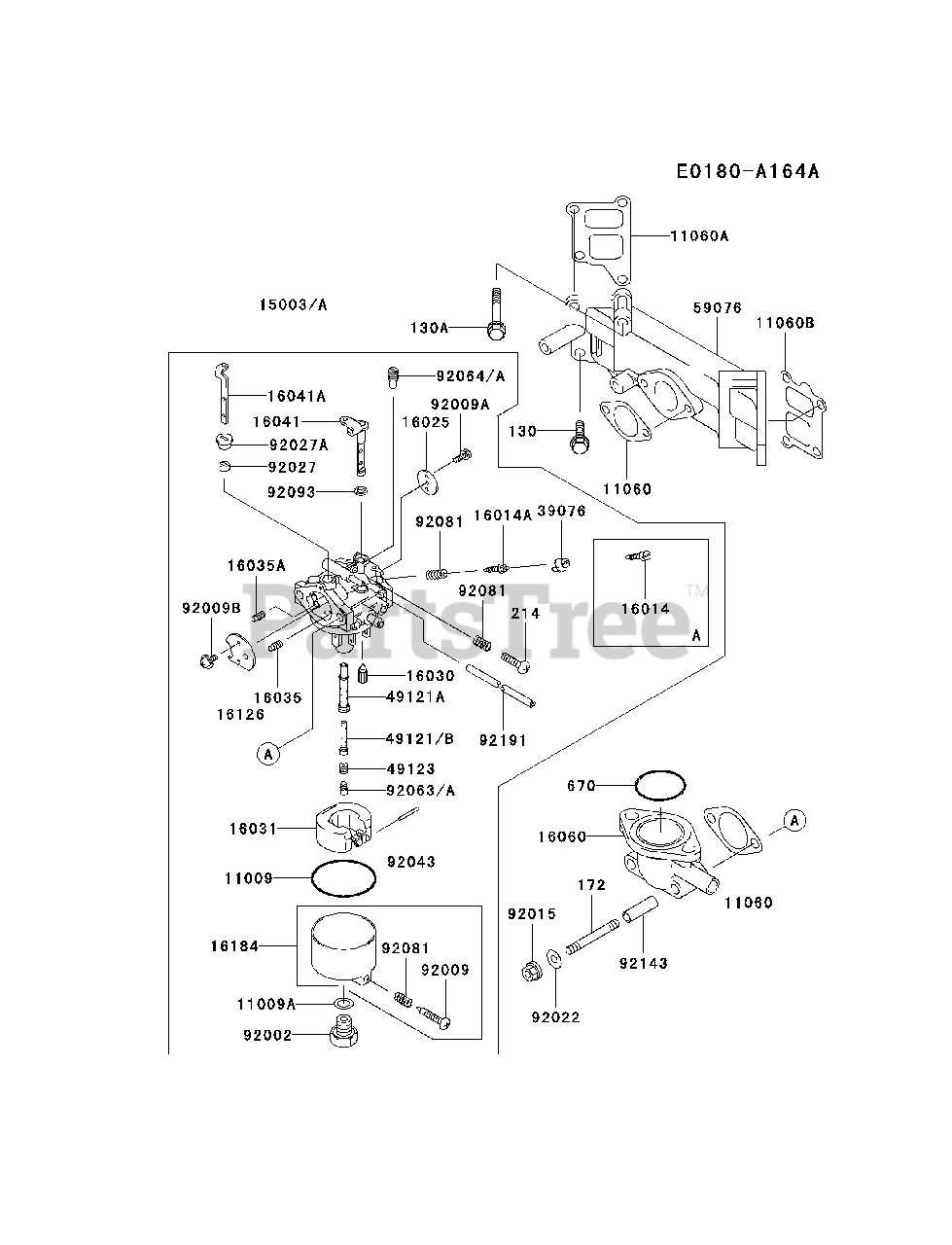 Kawasaki FD590VBS05 Kawasaki Engine CARBURETOR Parts Lookup with