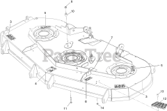 Exmark LZS749AKC724A1 - Exmark 72" Lazer Z S-Series Zero-Turn Mower, Kohler ECV749 (SN: 408644346 - 411294211) (Rev A) (2021) Deck W/Decals Assembly No. 116-1665