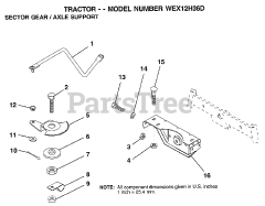 Weed Eater WEX 12H36 D - Weed Eater Lawn Tractor SECTOR GEAR/AXLE SUPPORT