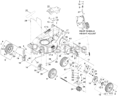 Exmark ECXKABBC21 - Exmark 21" X-Series Walk-Behind Mower, Kawasaki FJ180V, BBC (SN: 314000000 - 314999999) (2014) Deck and Wheel Assembly
