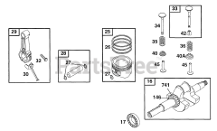 Briggs & Stratton 19C432-0056-01 - Briggs & Stratton Horizontal Engine Piston Group, Crankshaft