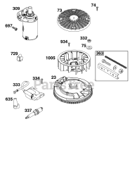 Briggs & Stratton 40R677-0007-B5 - Briggs & Stratton Vertical Engine Flywheel, Ignition, and Starter Group