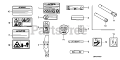 Honda GX390 U1 VXE4 (GCANK) - Honda Engine, Made in Japan (SN: GCANK-1000001 - GCANK-9999999) OTHER PARTS (LABEL/TOOL)