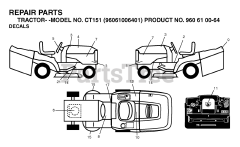 Husqvarna CT 151 (960610064-01) - Husqvarna Lawn Tractor (2006-06) DECALS