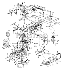 White Outdoor LT-125 (136L691F190) - White Outdoor 38" Lawn Tractor (1996) Lower Frame, Pulleys And Wheel
