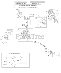 Briggs & Stratton 21032-0010-E1 - Briggs & Stratton Horizontal Engine Cams, Crankcase Cover/Sump, Cylinder, Flywheel, Head, Kit/Gasket Sets-Engine, Lubrication, Piston/Rings/Connecting Rod, Valves
