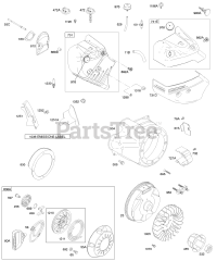 Briggs & Stratton 21C214-0357-E1 - Briggs & Stratton Horizontal Engine Blower Housing/Shrouds, Flywheel, Rewind Starter