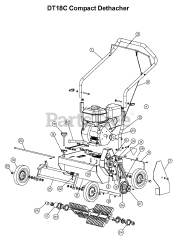 Husqvarna DT 18 - Husqvarna 18" Dethatcher (2001-03) CHASSIS, ENGINE &amp; PULLEYS 2