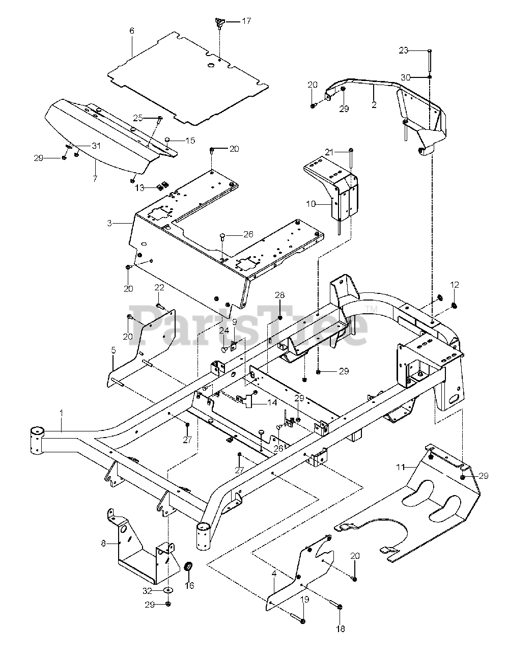 Husqvarna MZT 61 (96704550100) Husqvarna 61" ZeroTurn Mower (201612) FRAME Parts Lookup