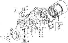 Honda E1500 K4 A (E1500) - Honda Generator, Made in Japan (SN: E1500-3000008 - E1500-9999999) STATOR + BRUSH HOLDER + D.C. DIODE