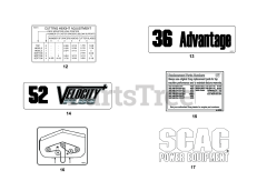 Scag SW48V-14FS - Scag 48" Walk-Behind Mower, 14hp Kawasaki (SN: T7800001 - T7899999) REPLACEMENT DECALS AND INFORMATION PLATES 2