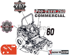 二重山路図(銀製)　 K-045-3SV0 Gravely 992254 (Pro-Turn 260) - Gravely Pro-Turn 60