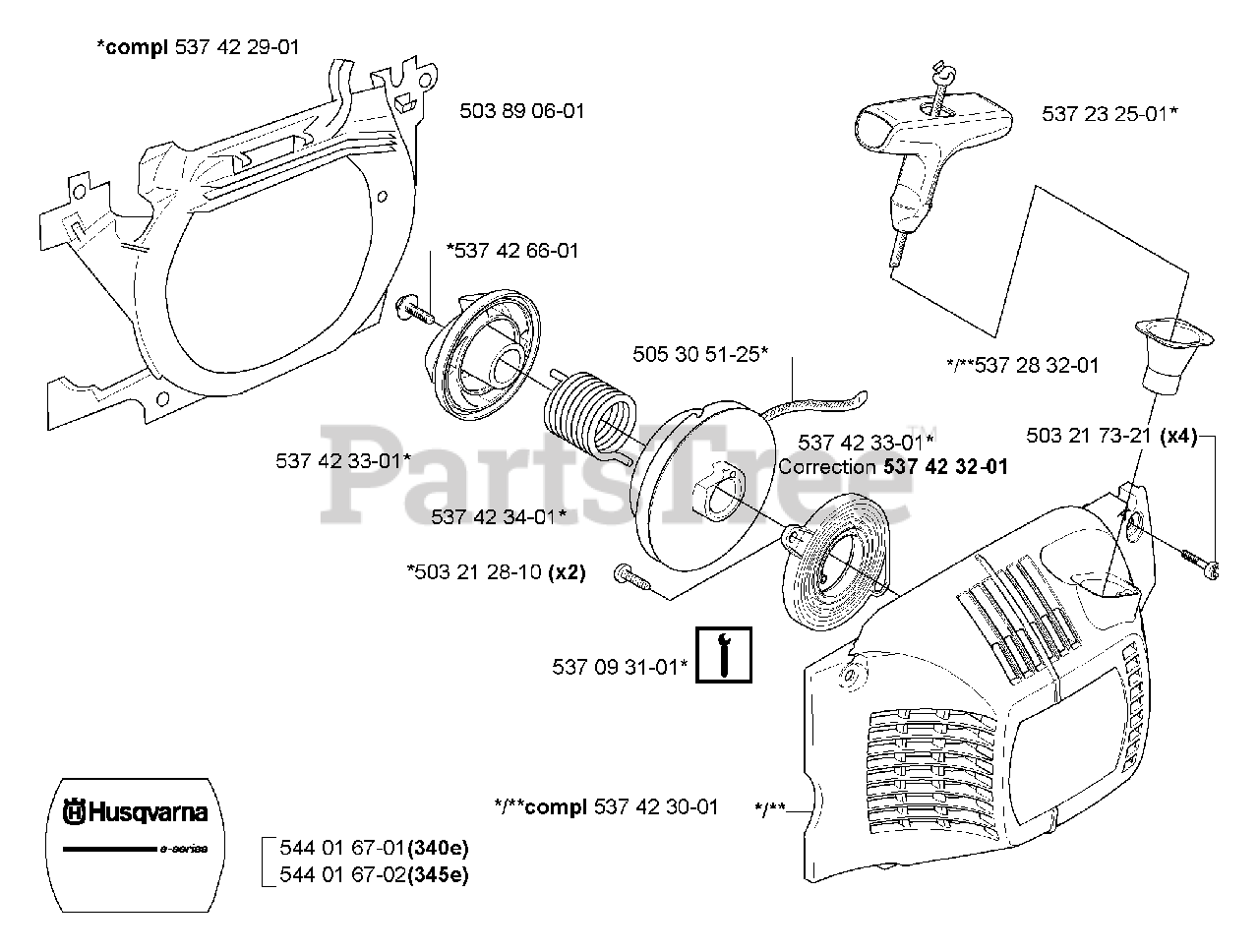 Husqvarna 340 e Husqvarna Chainsaw (200606) Starter (Part 1) Parts