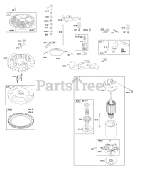 Briggs & Stratton 40F777-0111-E1 - Briggs & Stratton Vertical Engine Controls, Electric Starter, Flywheel, Governor Spring