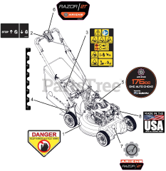 Ariens 911375 (LMSP) - Ariens Razor 21" Self-Propelled Walk-Behind Mower, 175cc Subaru (SN: 055000 & Above) Decals