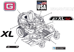 Gravely 915200 (ZT XL 52) - Gravely 52" Zero-Turn Mower, 25hp Kohler Twin Pro (SN: 035000 - 039999) Decal - Style - 52"
