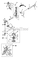 Homelite PBC 3600-B (UT-15091-D) - Homelite String Trimmer Handle-Throttle-Drveshaft-Gearhd-Strnghd-Dflector-Blade-Harness (Part 2)