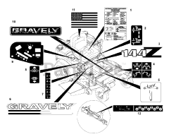 Gravely 992077 (PM 144Z) - Gravely Pro-Master 44" Zero-Turn Mower, 19hp Kawasaki (SN: 004000 & Above) Decals (Part 2)