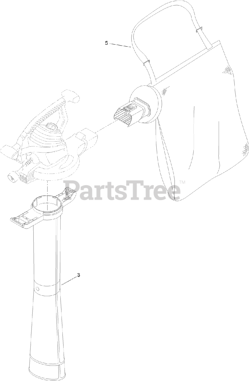 Lawn-Boy 51558 - Lawn-Boy Ultra Plus Blower Vacuum (SN: 318000001 - 318999999) (2018) Vacuum Tube and Bag Assembly