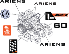 Ariens 991163 - Ariens Apex 60" Zero-Turn Mower, 24hp Kawasaki FR (SN: 100000 - 119000) Decals - Style - 60" - Apex