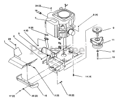 Toro 72062 (264-6) - Toro Yard Tractor (SN: 049000001 - 049999999) (1994) Twin Cylinder Engine, Muffler, And P.t.o.