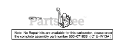 Weed Eater GHT 180 - Weed Eater Hedge Trimmer, Type 4 Carburetor Assembly (Zama C1U-W13A) 530071633