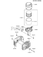 Kawasaki FJ180V-AM95 - Kawasaki Engine AIR-FILTER/MUFFLER