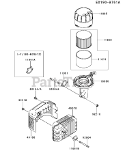 Kawasaki FJ180V-AM07 - Kawasaki Engine AIR-FILTER/MUFFLER