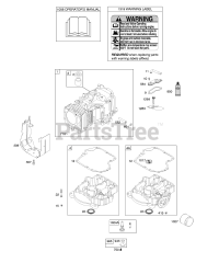 Briggs & Stratton 21A807-0333-E1 - Briggs & Stratton Vertical Engine Cylinder, Engine Sump, Operator's Manual, Warning Label