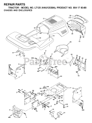 Husqvarna LT 125 (954170088-A) - Husqvarna Lawn Tractor (2003-01) CHASSIS &amp; ENCLOSURES