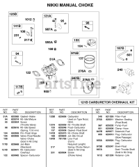Briggs & Stratton 589447-0308-E2 - Briggs & Stratton Horizontal Engine NIKKI Manual Choke Carbuetor