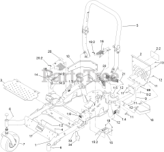 Toro 78928 (6000) - Toro 72" Z Master Zero-Turn Mower, Side-Discharge Deck (SN: 312000001 - 312999999) (2012) FRAME AND CASTER WHEEL ASSEMBLY