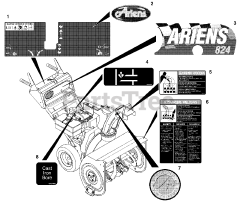 Ariens 932503 (ST 724) - Ariens 24" Snow Blower, 7hp Tecumseh (SN: 000101 & Above) Decals - 724/824