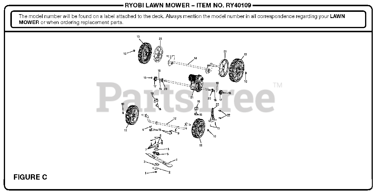 Ryobi RY 40109 (107299004) Ryobi 20" 40V WalkBehind Mower, Rev 03