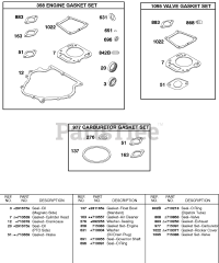 Briggs & Stratton 247432-0113-E9 - Briggs & Stratton Horizontal Engine GASKET SET-CARBURETOR, GASKET SET-ENGINE, GASKET SET-VALVE