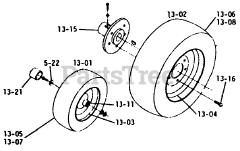 Toro 1-0300 - Toro Raider 10 Lawn Tractor (1971) Wheels And Tires (plate 13.1)