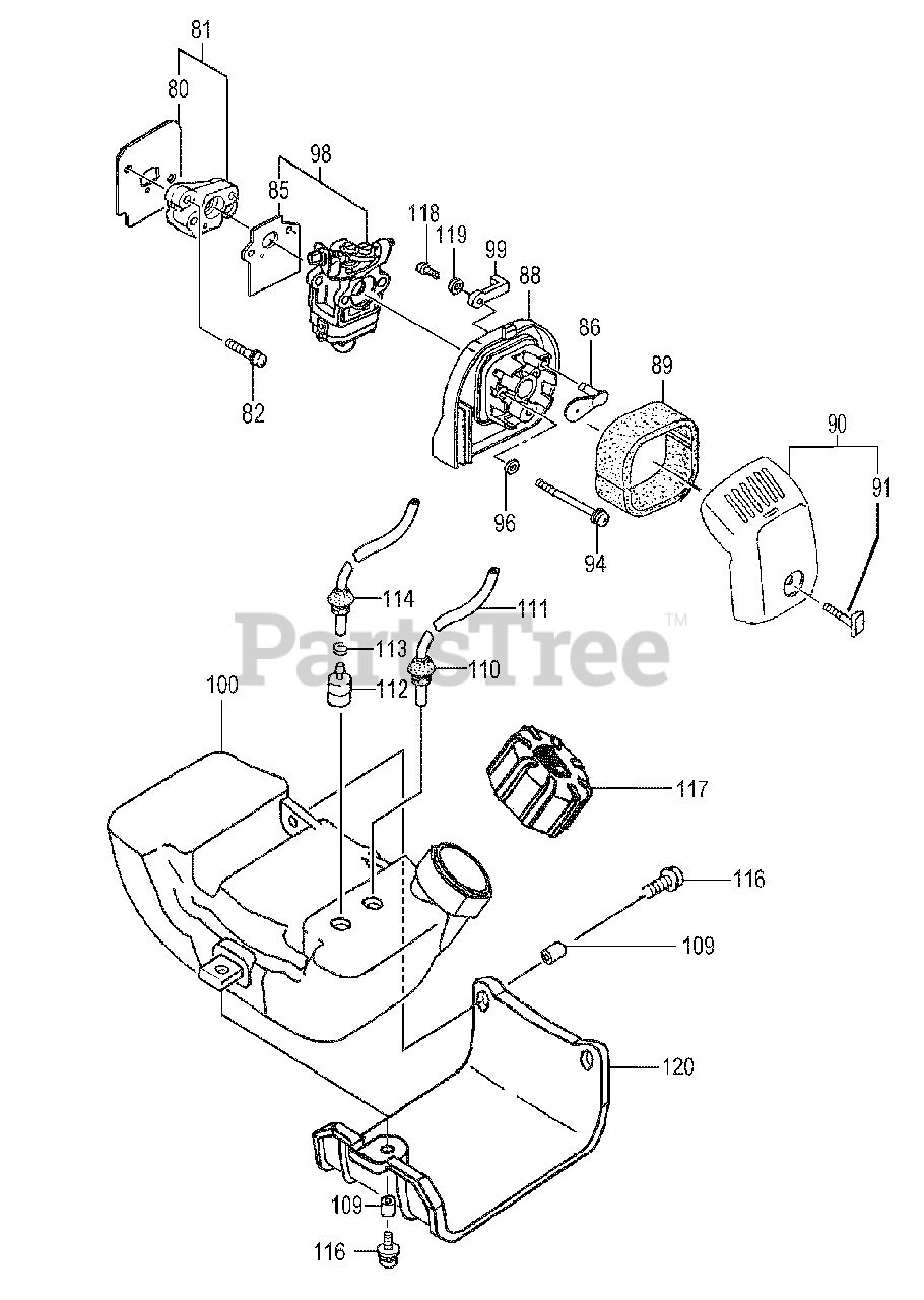 Tanaka TBC340PF Tanaka Brush Cutter Fuel System Parts Lookup with