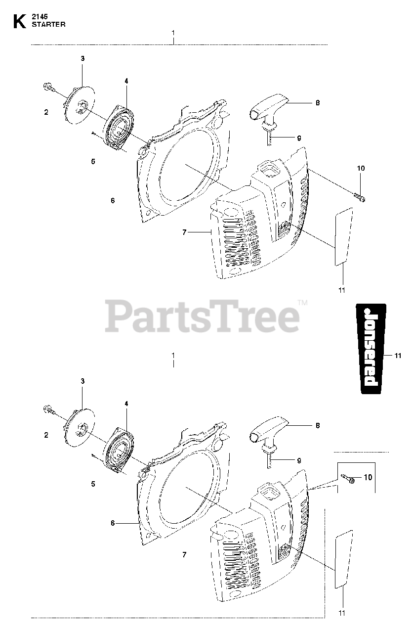 Jonsered FC 2145 W Jonsered Brushcutter (201009) STARTER Parts