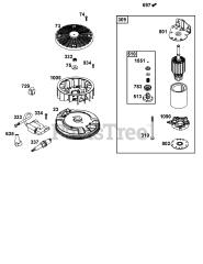 Briggs & Stratton 40N877-0072-B5 - Briggs & Stratton Vertical Engine Flywheel, Ignition, and Starter Group